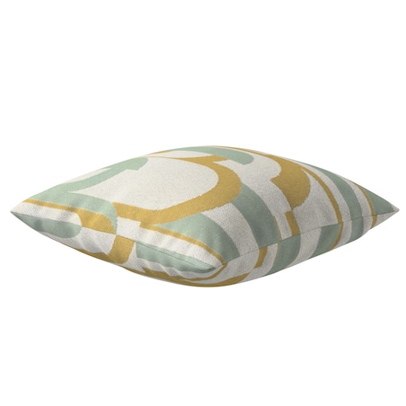 Poszewka Kinga na poduszkę 43x43 miętowo-żółte wzory na kremowym tle