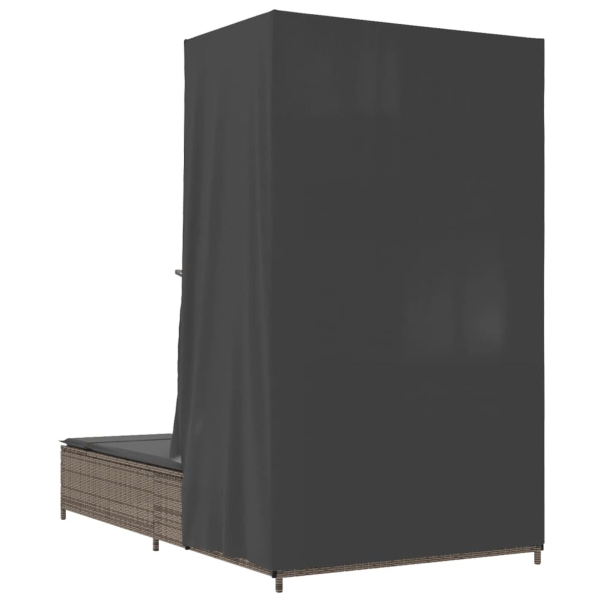 vidaXL Podwójna leżanka z daszkiem i zasłonami, szary polirattan