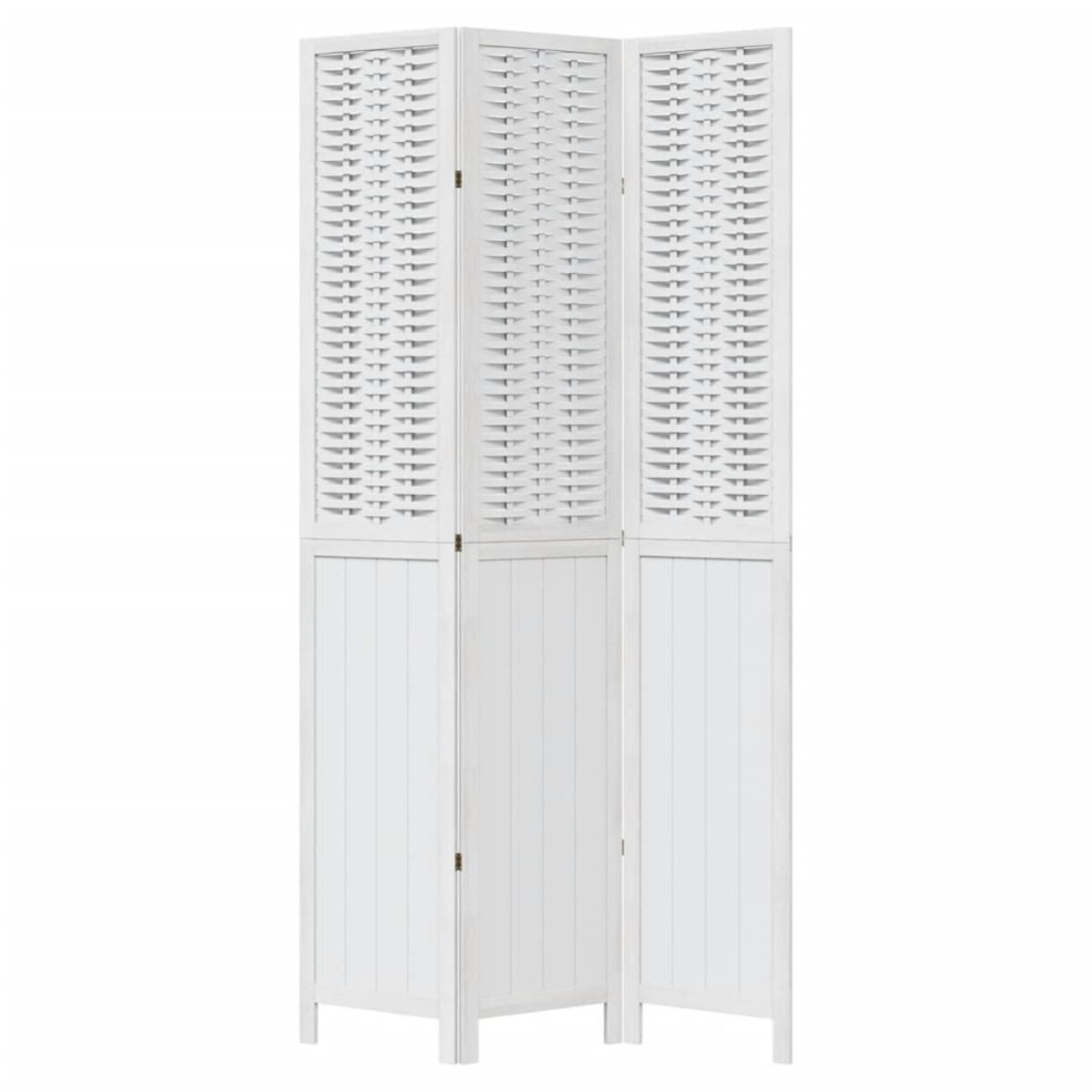 vidaXL Parawan pokojowy, 3-panelowy, biały, lite drewno paulowni