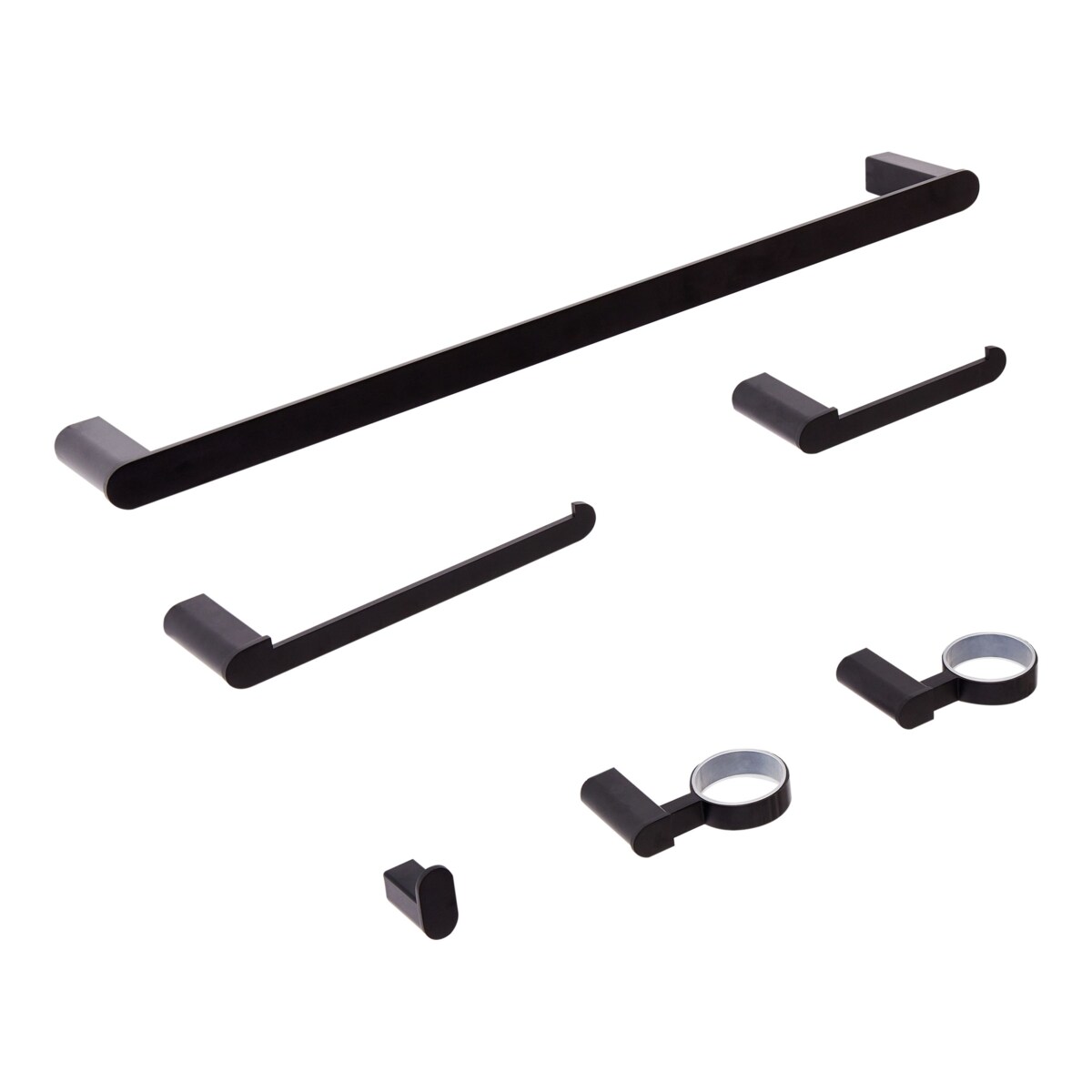 Zestaw akcesoriów toaletowych 6 elementów PARACAS Z uchwytami i haczykami na ręczniki Czarny