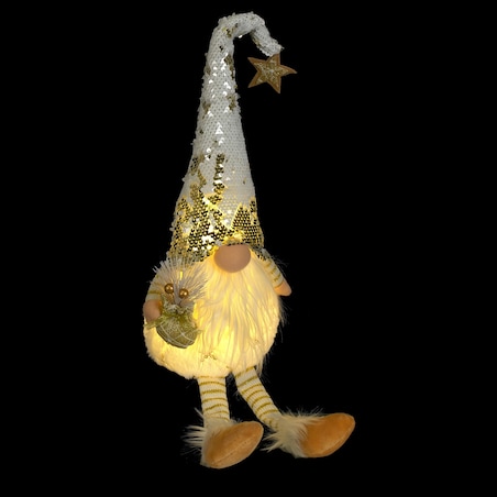 SKRZAT świąteczny ŚWIECĄCY krasnal Mikołaj DUŻY biały DEKORACJA gnom JUMI