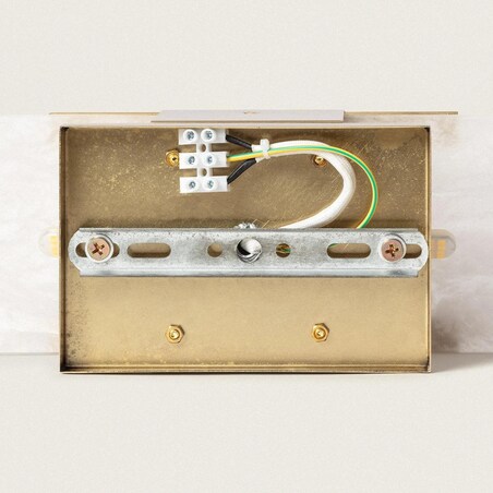 Kinkiet, lampa ścienna, złoty metal i marmur, Nanda, 50 cm