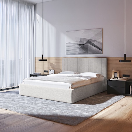 Mesonica Łóżko Bufo, pasy jasny beż 160x200