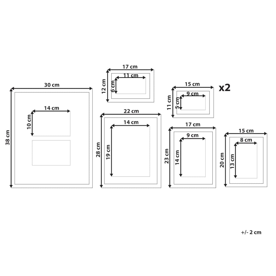 Galeria ścienna krajobrazy 7 ramek biała ZINIARE