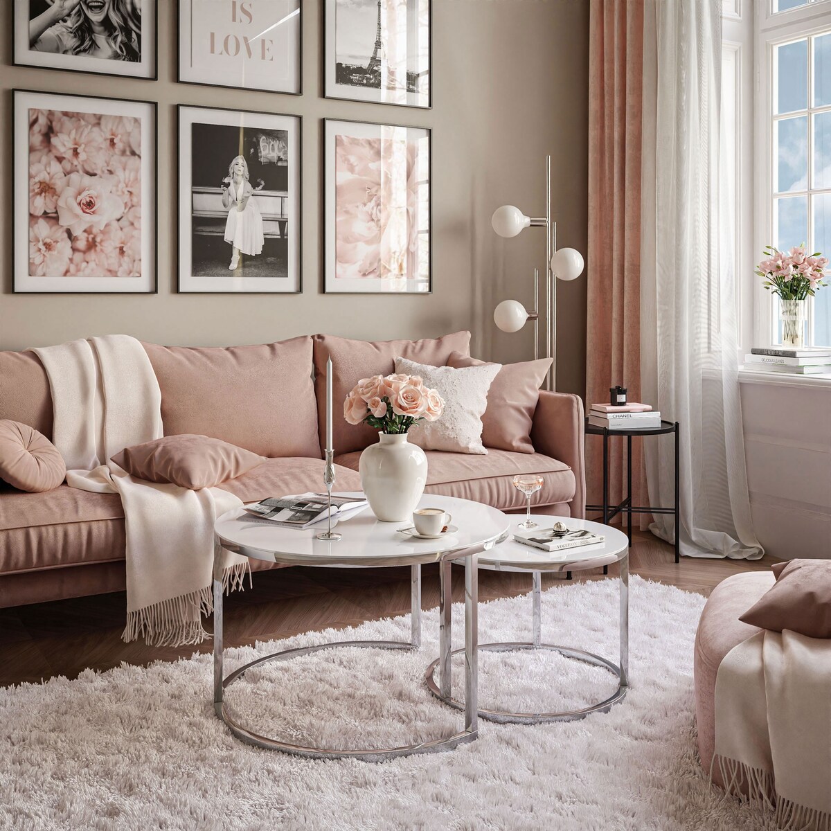 Stolik kawowy CIRI 2w1 chrom białe szkło