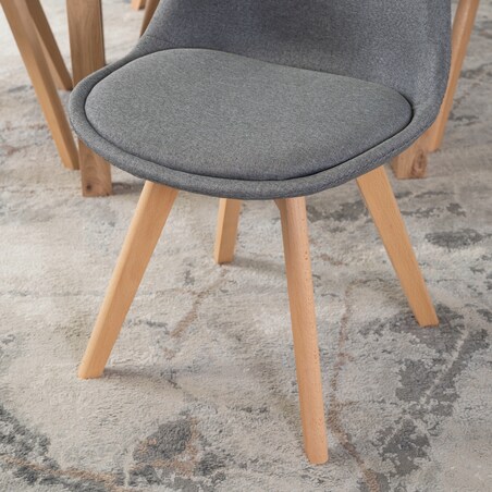 Krzesło Tapicerowane Skandynawskie Do Jadalni Kuchni Szare Dąb Nogi NEVEL