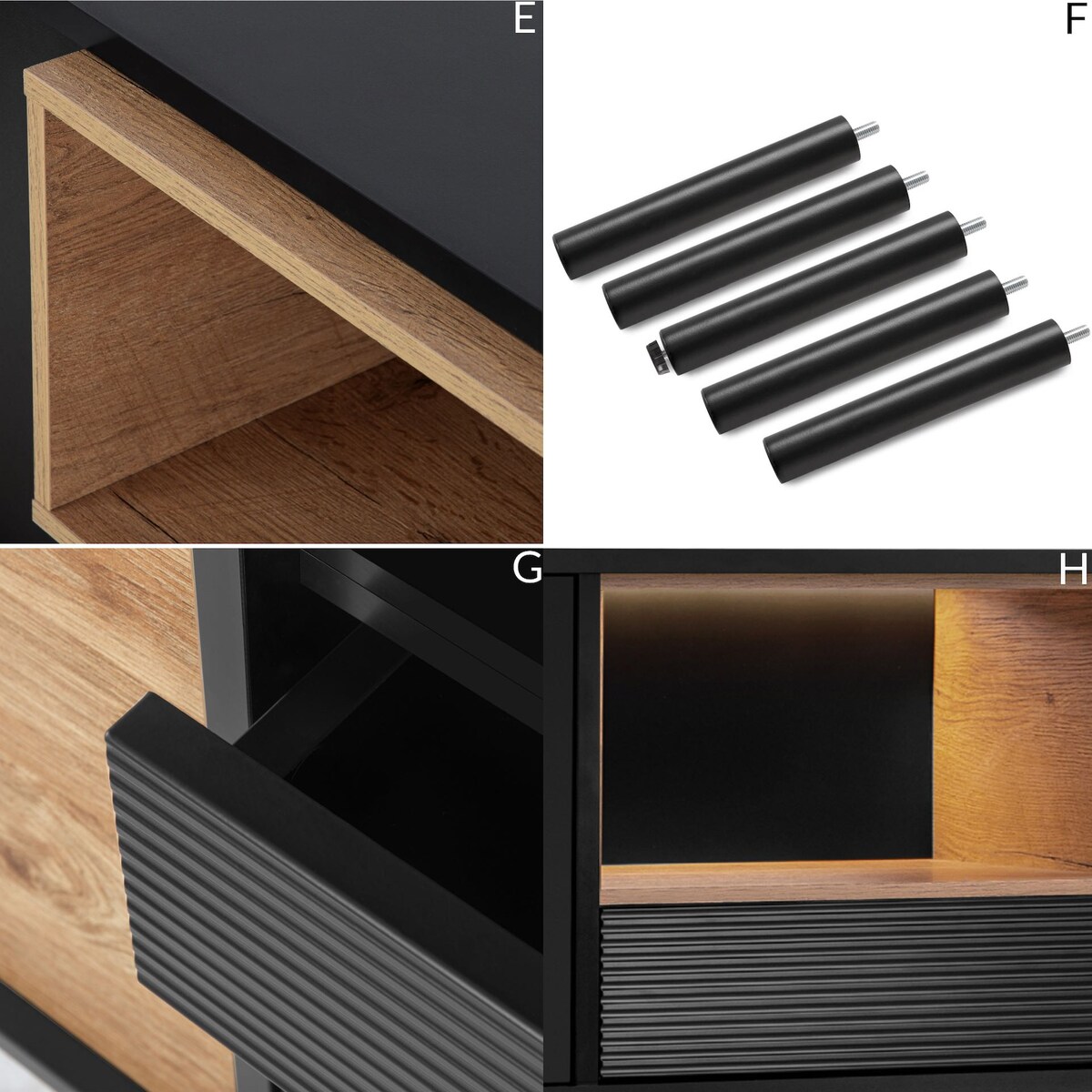 KONSIMO LOFTY Szafka RTV w stylu loft z ryflowanym wykończeniem