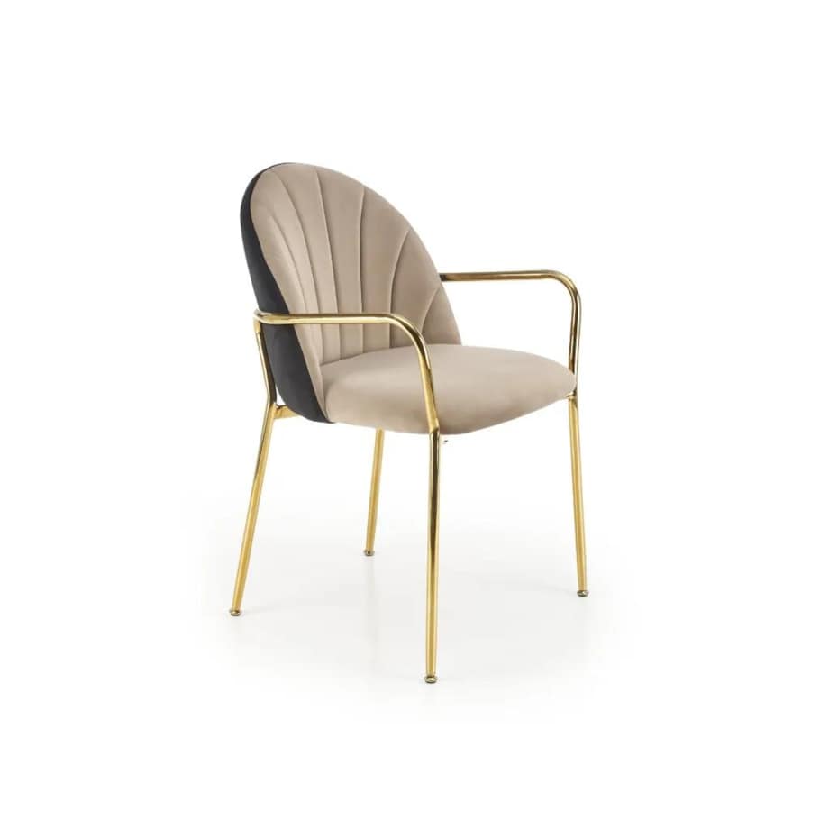 Krzesło tapicerowane K500 beżowe/czarne z podłokietnikami