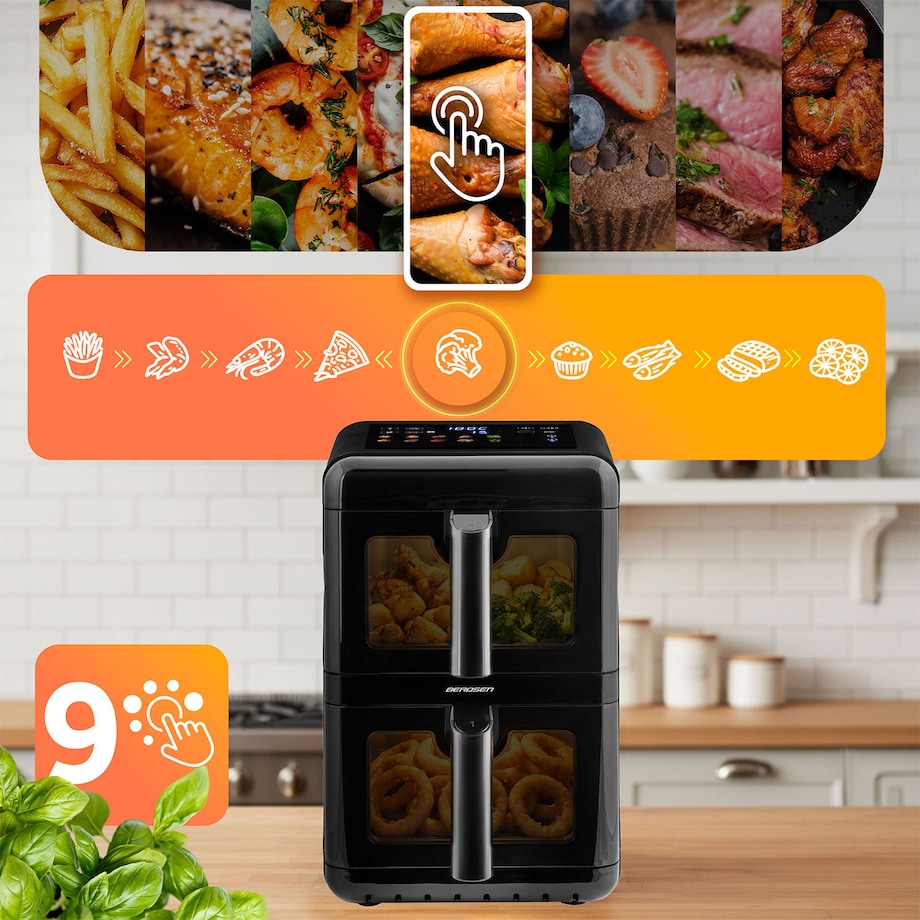Frytkownica beztłuszczowa Berdsen BD-663 dwukomorowa 11,6L pionowa Air Fryer 3000W