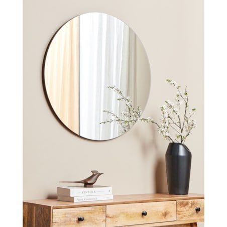 Okrągłe lustro ścienne 79 cm różowe złoto CHARRON