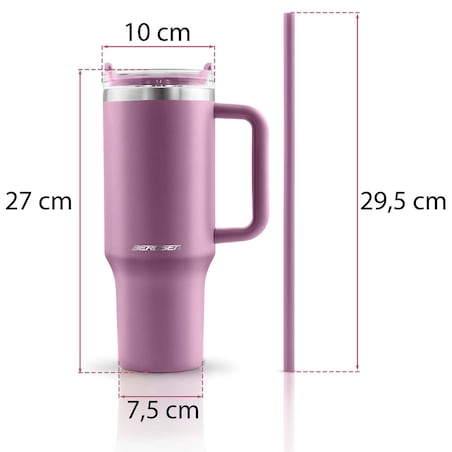 Kubek termiczny Berdsen termos ze słomką 1180ml stal nierdzewna na kawę herbatę