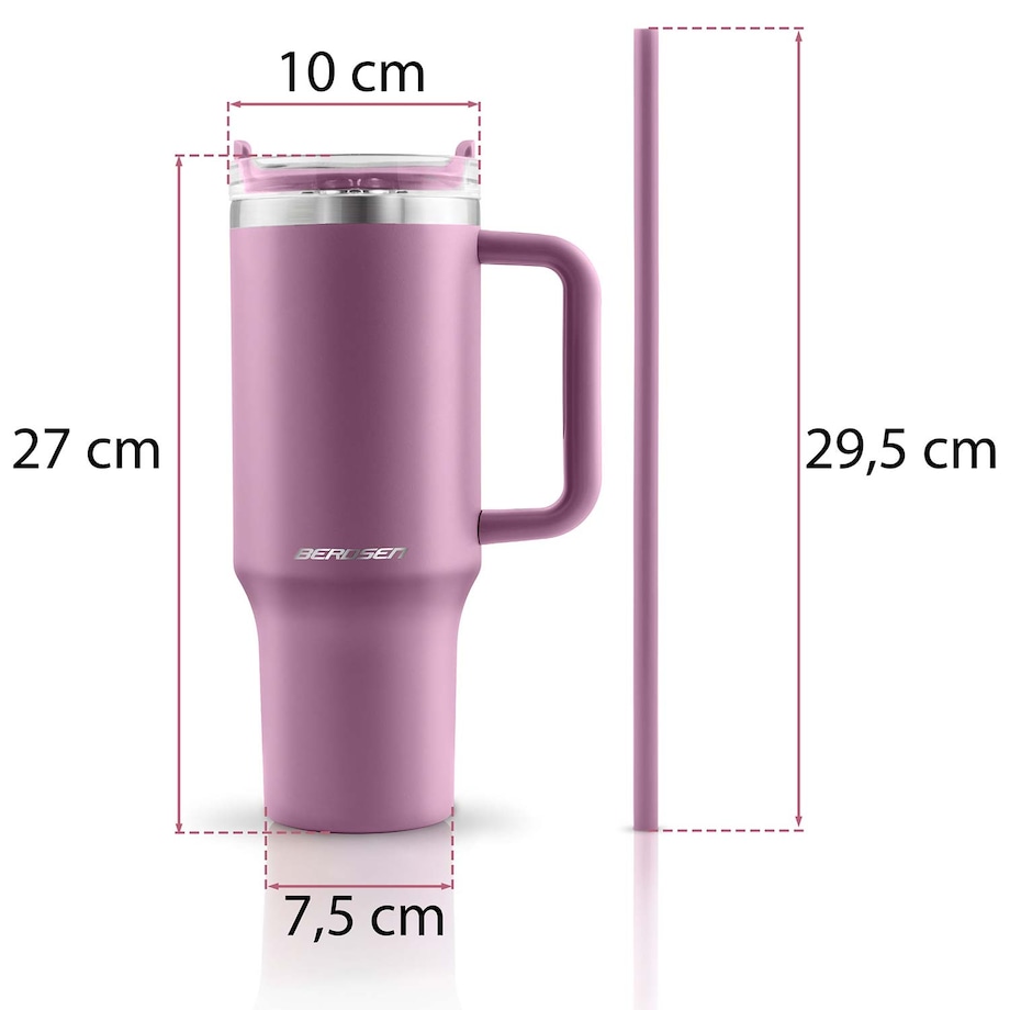 Kubek termiczny Berdsen termos ze słomką 1180ml stal nierdzewna na kawę herbatę