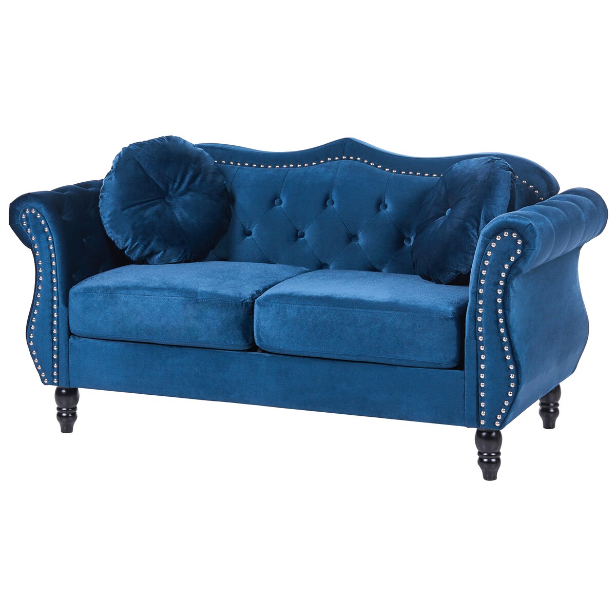Sofa dla 2 osób SKIEN Welur Granatowy