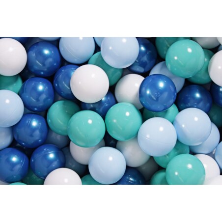 Zestaw Plastikowych Piłeczek 7cm dla Dzieci, Kulki do Basenu 50szt.: Perłowe Błękitne/Błękitne/Białe/Turkusowe