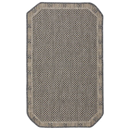 Chodnik płasko tkany Roma 68x114 cm Kratka Antracytowy