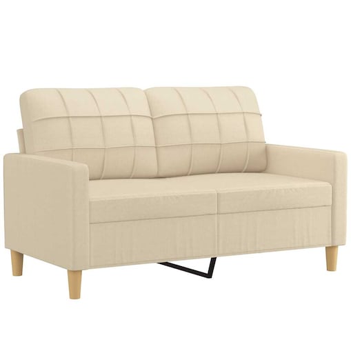 vidaXL 2-osobowa sofa, kremowa, 120 cm, tapicerowana tkaniną