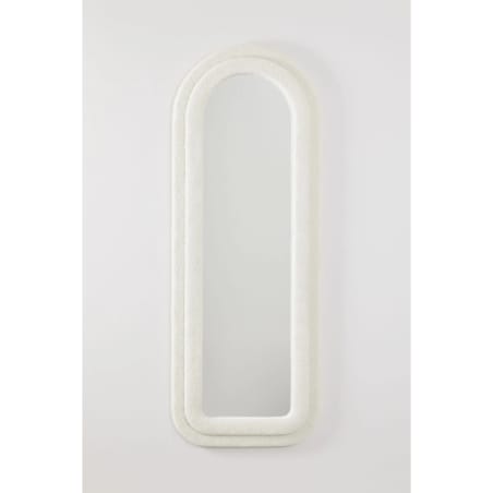 Lustro w półowalnej ramie bouclé kość słoniowa 160x60 cm