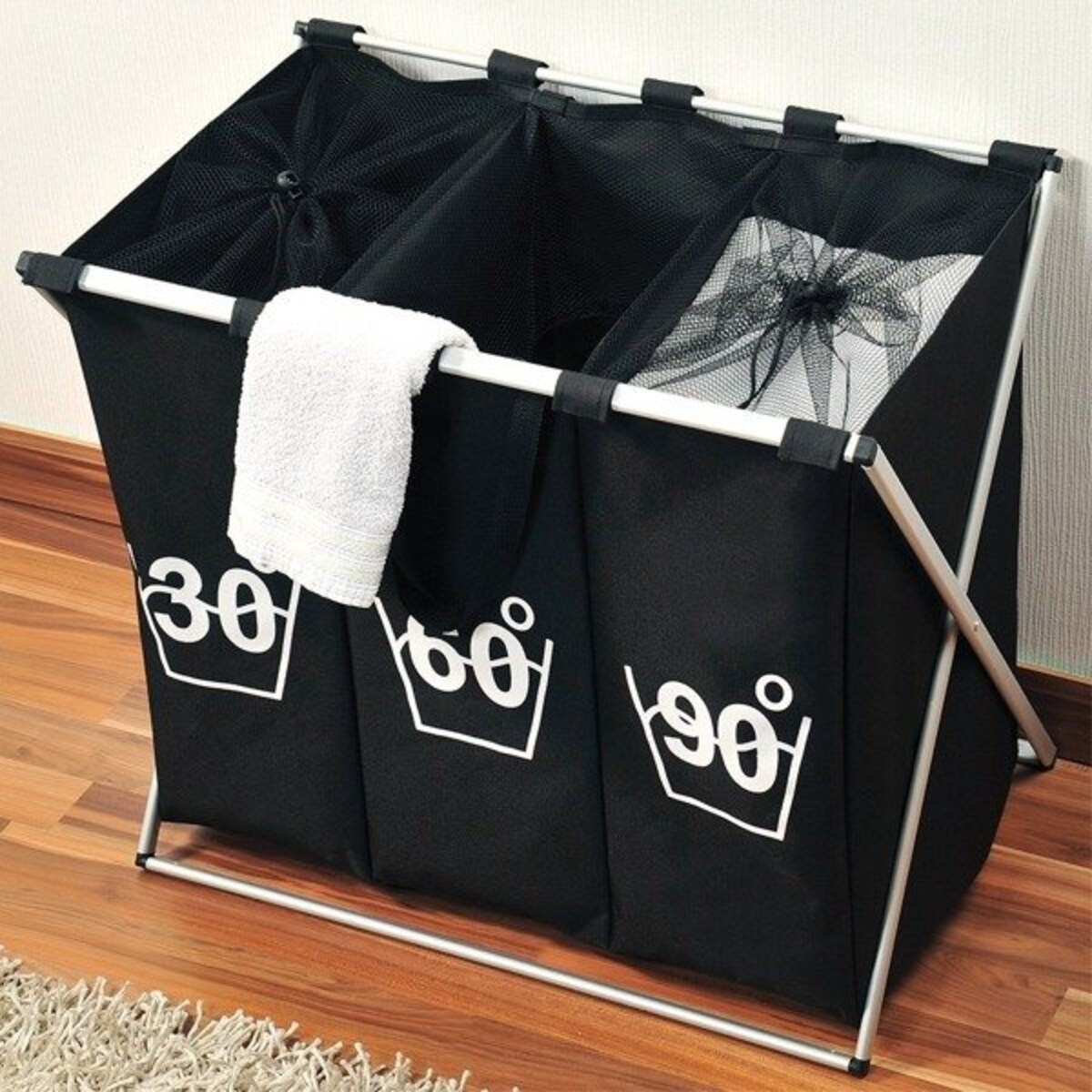 Kosz na pranie z przegródkami, pojemnik materiałowy