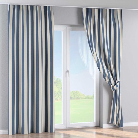 Zasłona na haczykach flex pojedynczych 130x245 niebiesko-białe pionowe pasy (5,5cm)