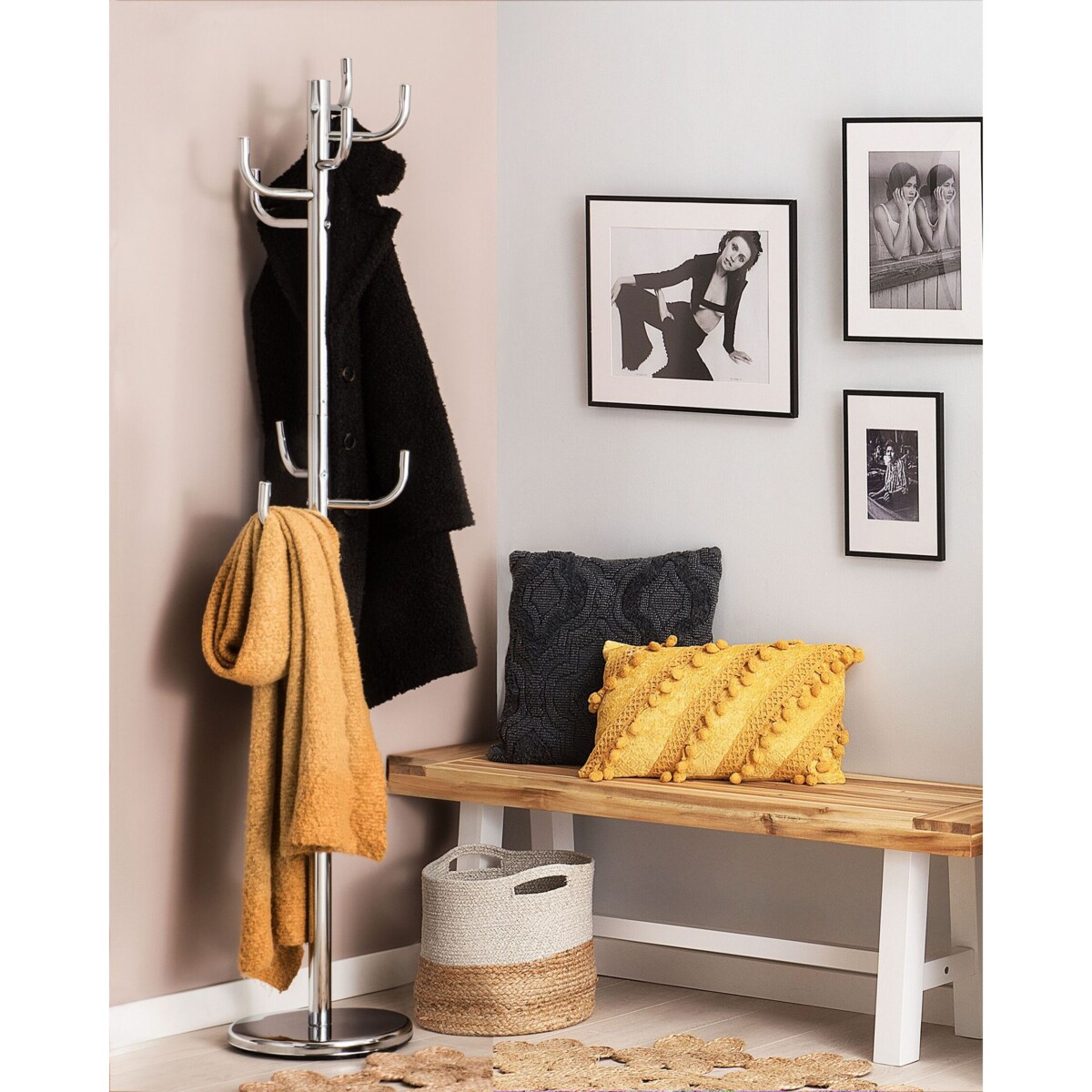 Wieszak stojący srebrny TRENTON