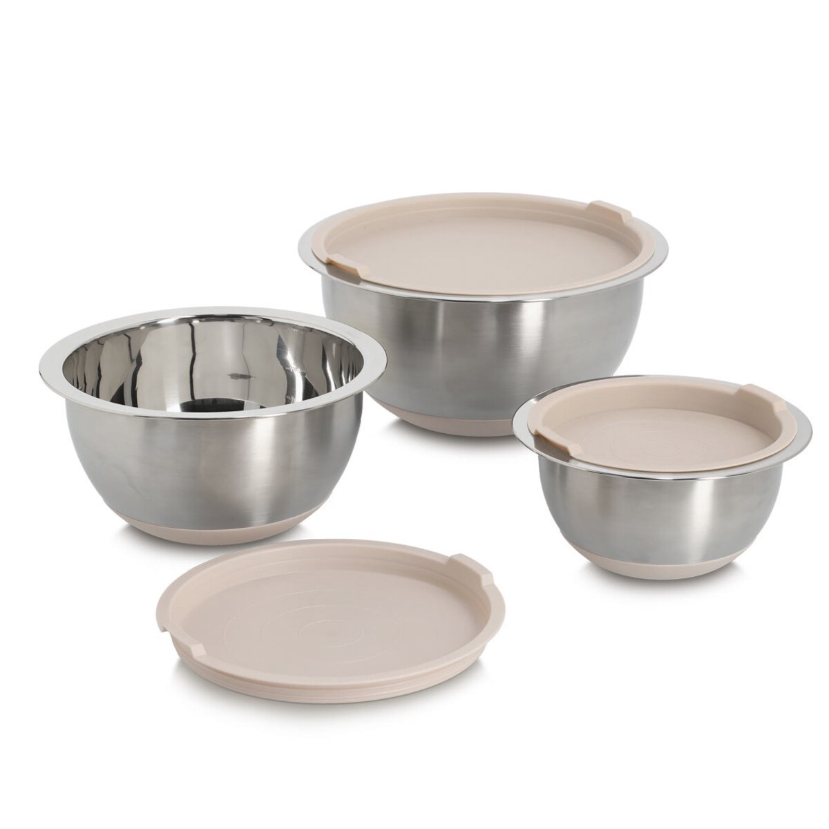 Miski z pokrywkami 3 szt. stal beżowe ZELLER