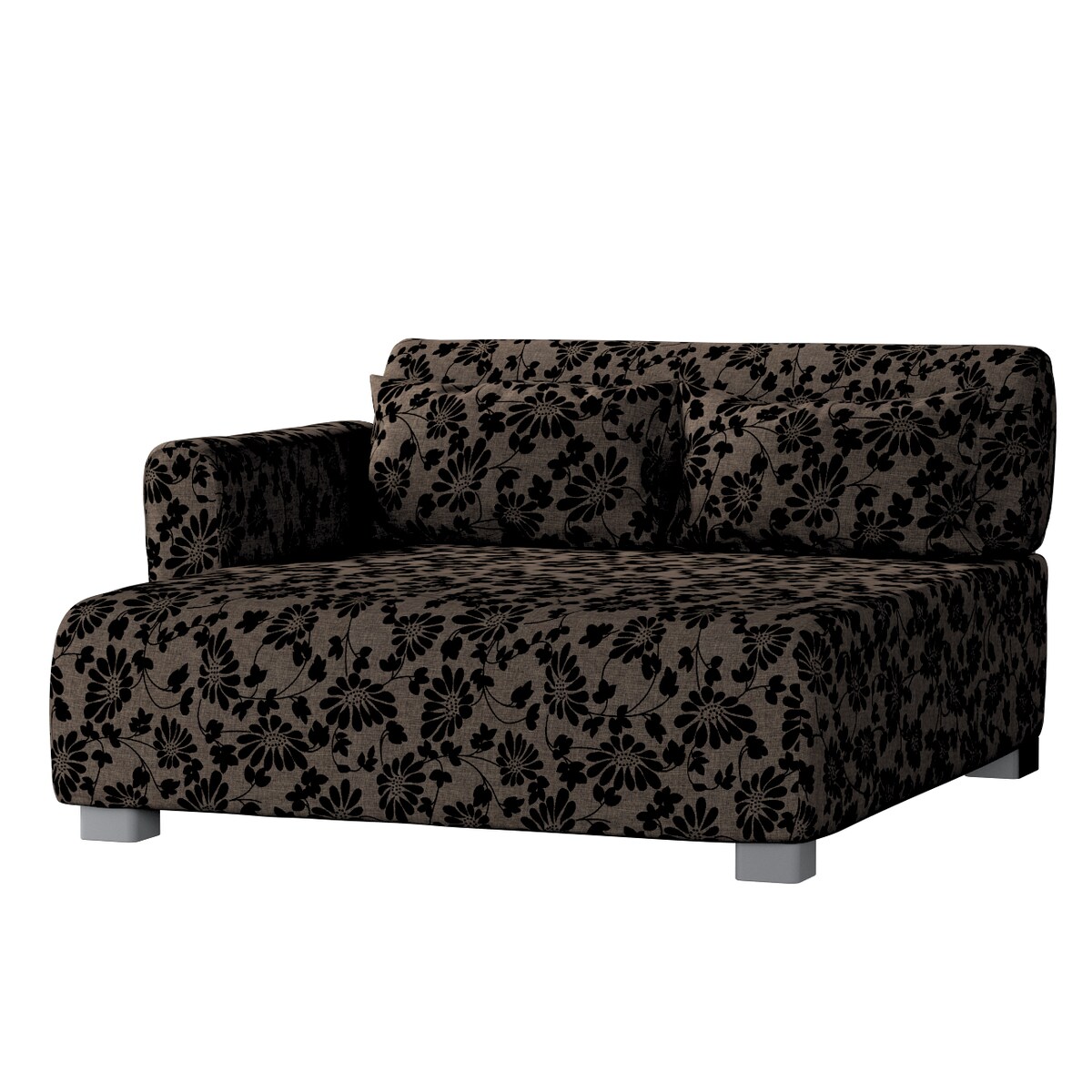 Pokrowiec na fotel Mysinge, czarne kwiaty na brązowym tle, fotel Mysinge, Living II