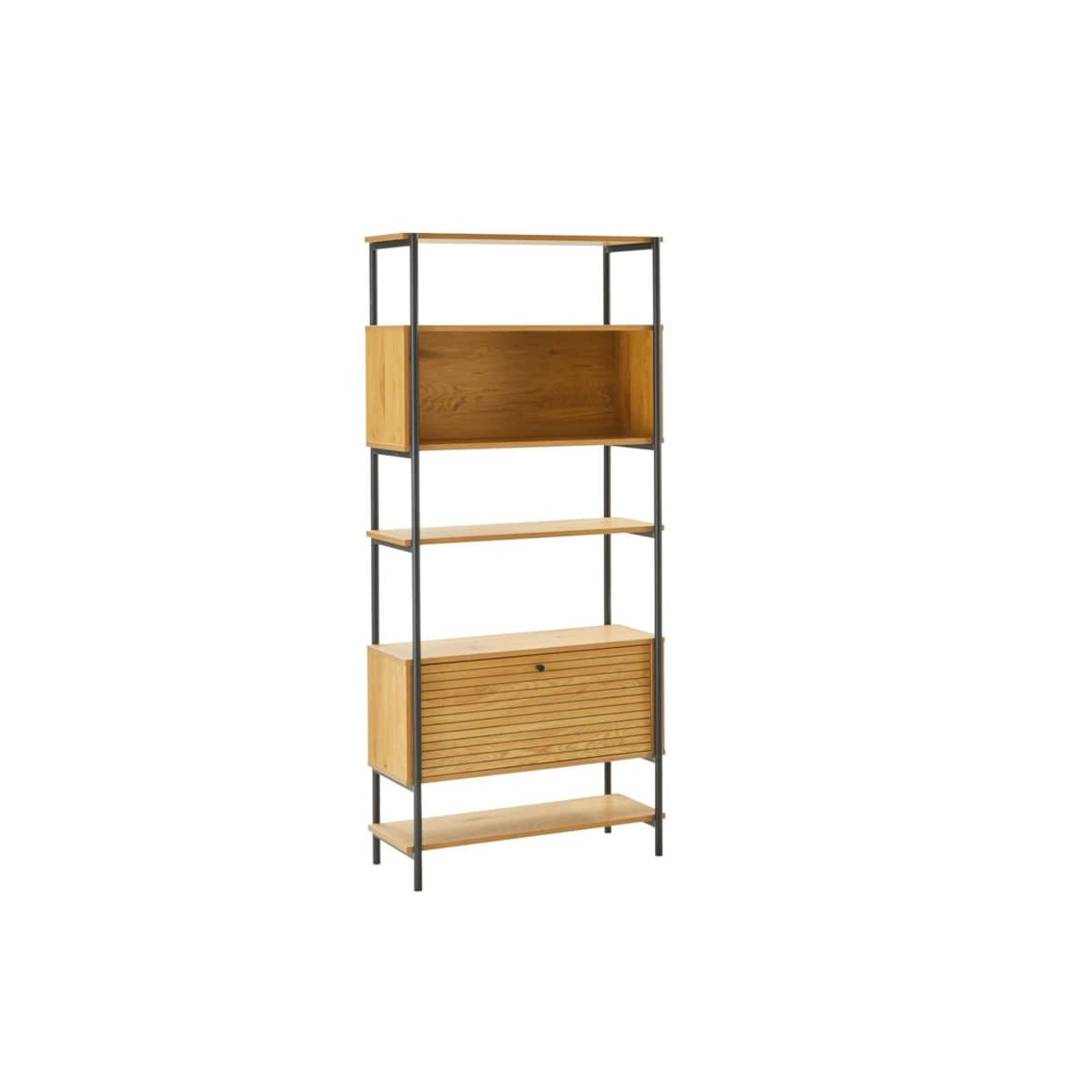 REGAŁ Z 5 PÓŁKAMI I SZAFKĄ Lattes okleina dębowa