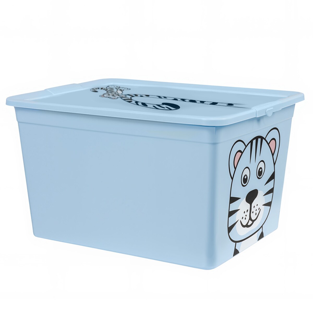 Pojemnik Plastikowy Na Zabawki Z Pokrywą 30 L Zamykany Do Pokoju Dzieci Niebieski