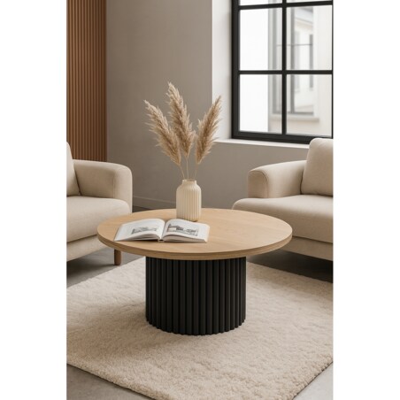 Okrągły stolik kawowy Riko średnica blatu 75 cm- dąb sonoma