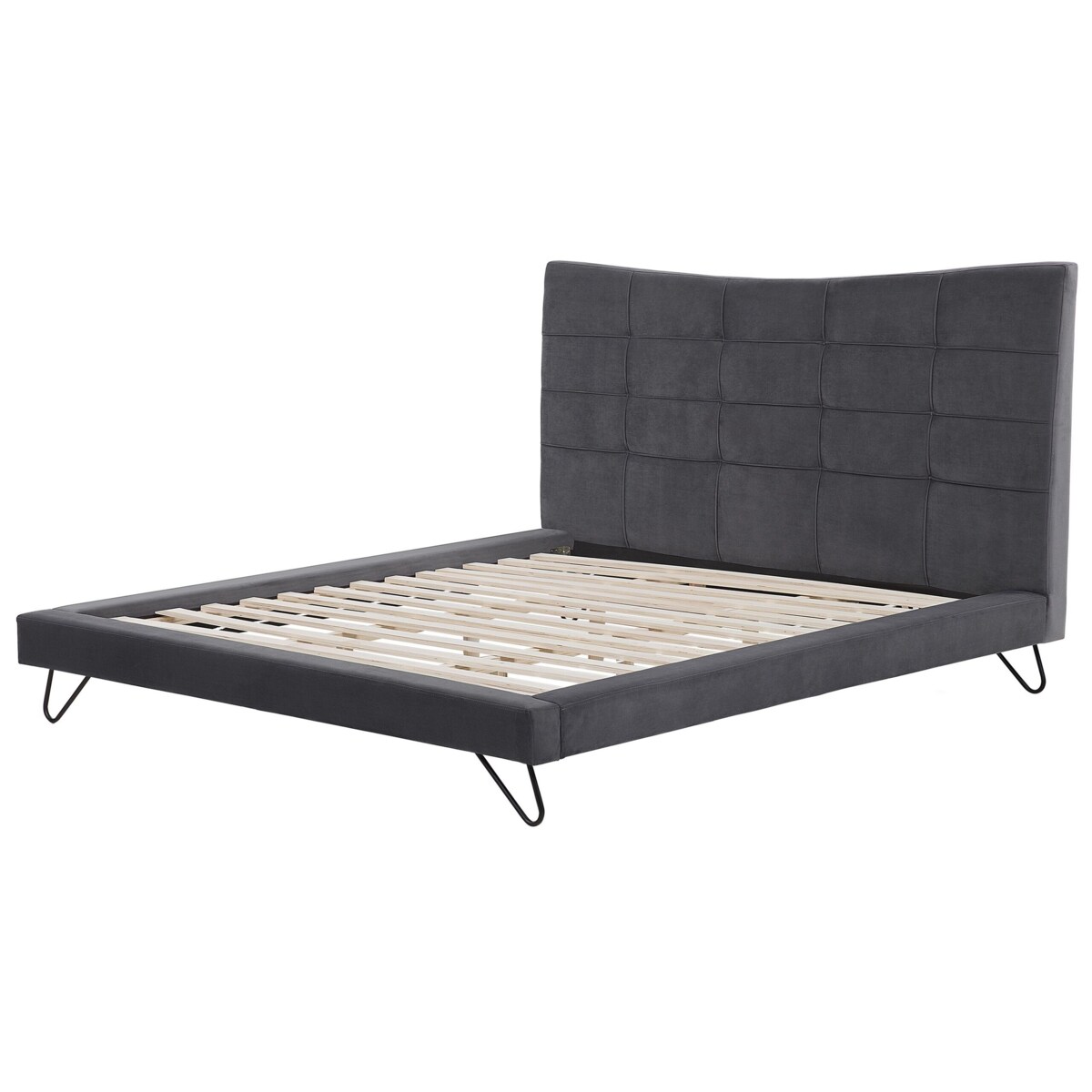 Łóżko welurowe 180 x 200 cm szare LANNION