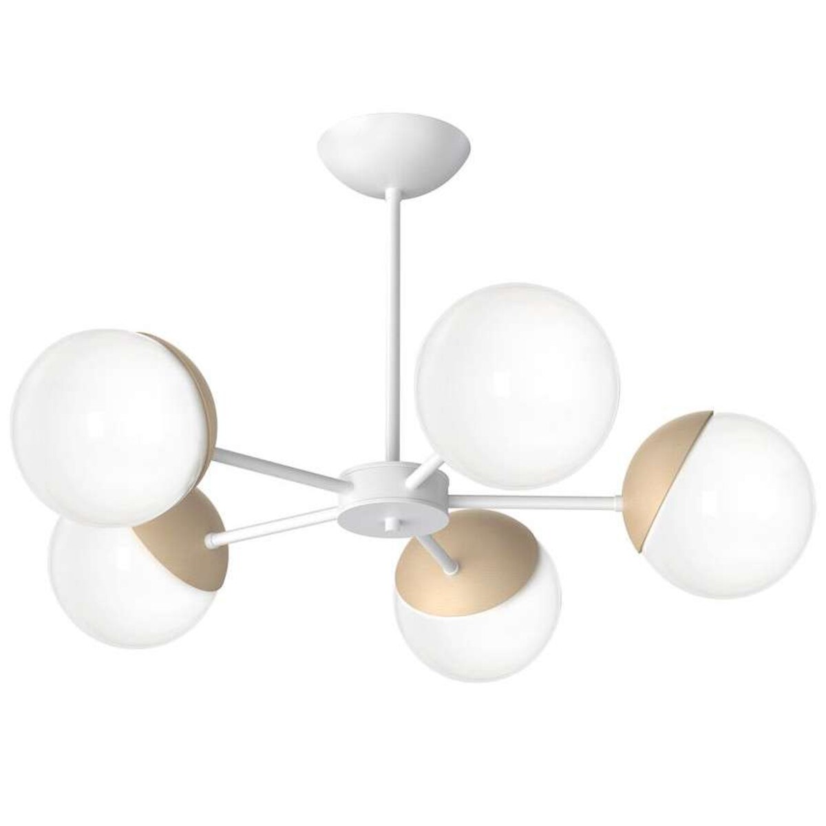 Skandynawska LAMPA sufitowa SFERA WOOD MLP5433 Milagro loftowa OPRAWA plafon szklane kule białe drewno