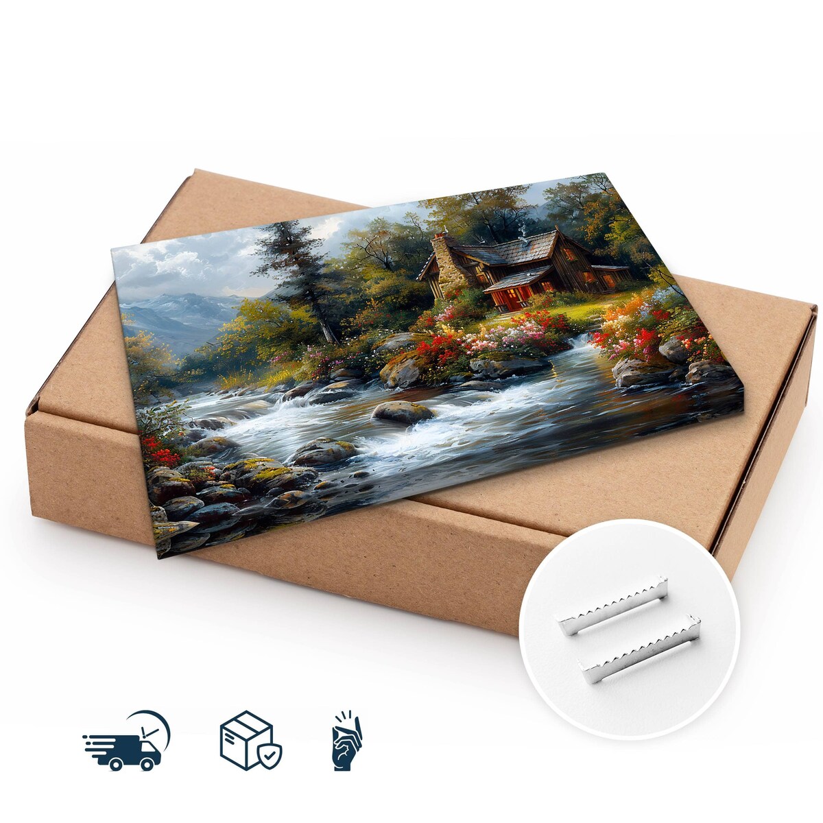 Obraz Do Salonu Jadalni Górska Chata Góry Kwiaty Krajobraz Natura 70x50cm