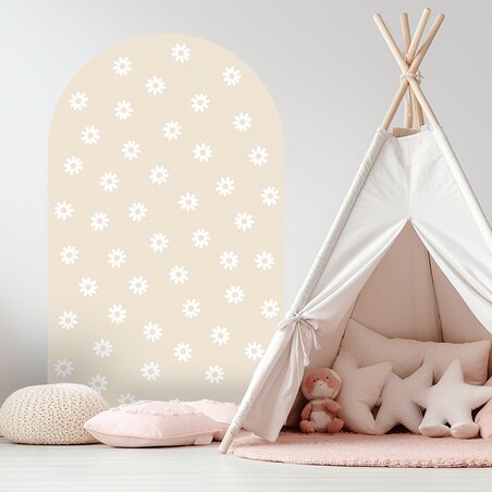 Naklejka na ścianę łuk latte - stokrotki XL