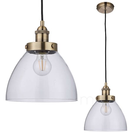 Wisząca LAMPA loftowa HANSEN 77272 Endon skandynawska OPRAWA szklany ZWIS antyczny mosiądz przezroczysty