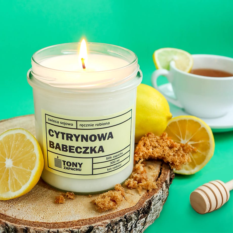 Naturalna świeca zapachowa sojowa w słoiku CYTRYNOWA BABECZKA Upominek