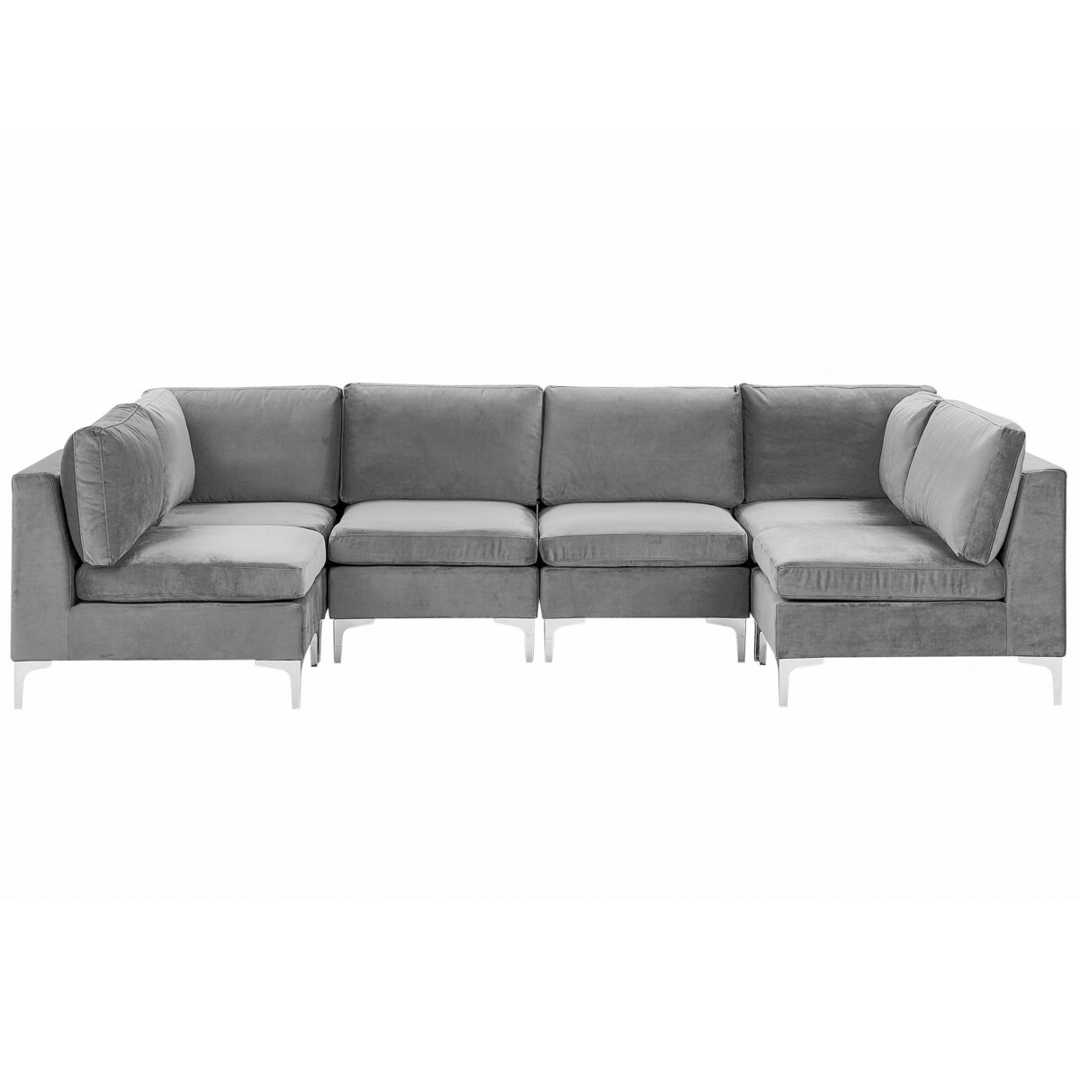 Sofa modułowa 6-osobowa welurowa szara EVJA