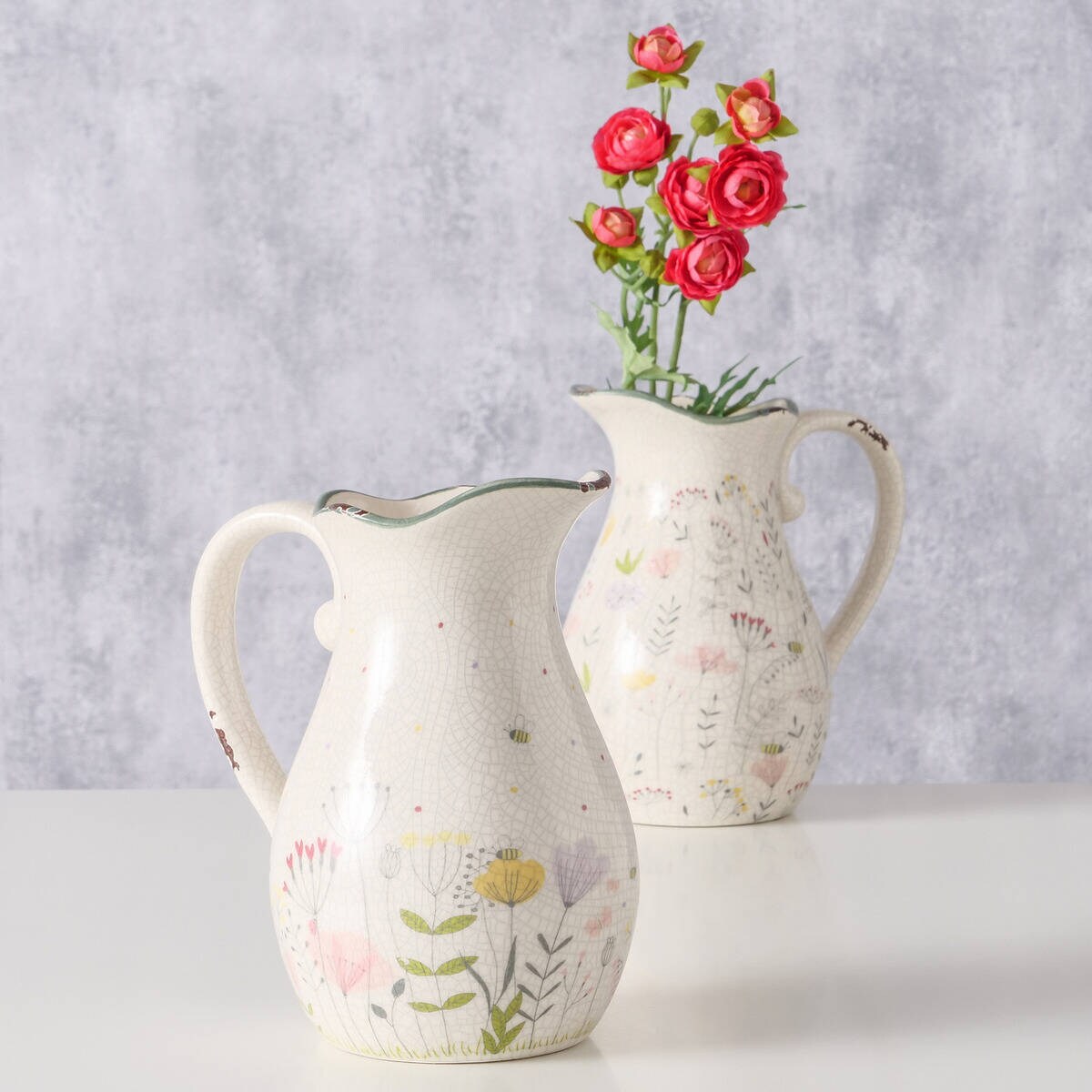 Wazon ceramiczny typu dzbanek FLORINA, biały, wys. 18 cm