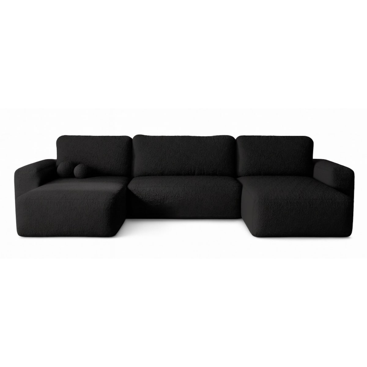 Narożnik U ILO z pojemnikiem na pościel i funkcja spania, czarny