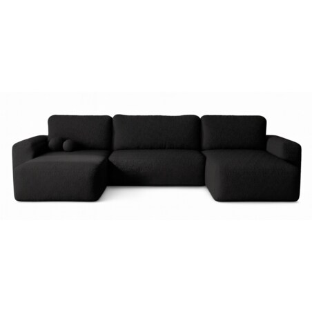 Narożnik U ILO z pojemnikiem na pościel i funkcja spania, czarny