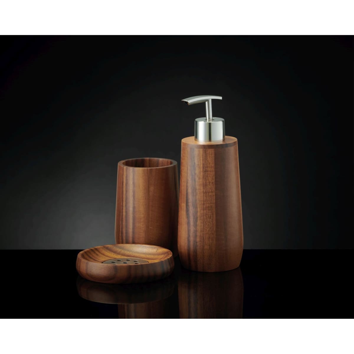 Kleine Wolke Acaia Mydelniczka z drewna akacji/chrom brąz