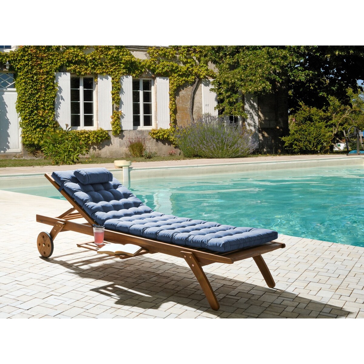 Poduszka na leżak ogrodowy CESANA PREMIUM 192 x 56 cm Niebieski