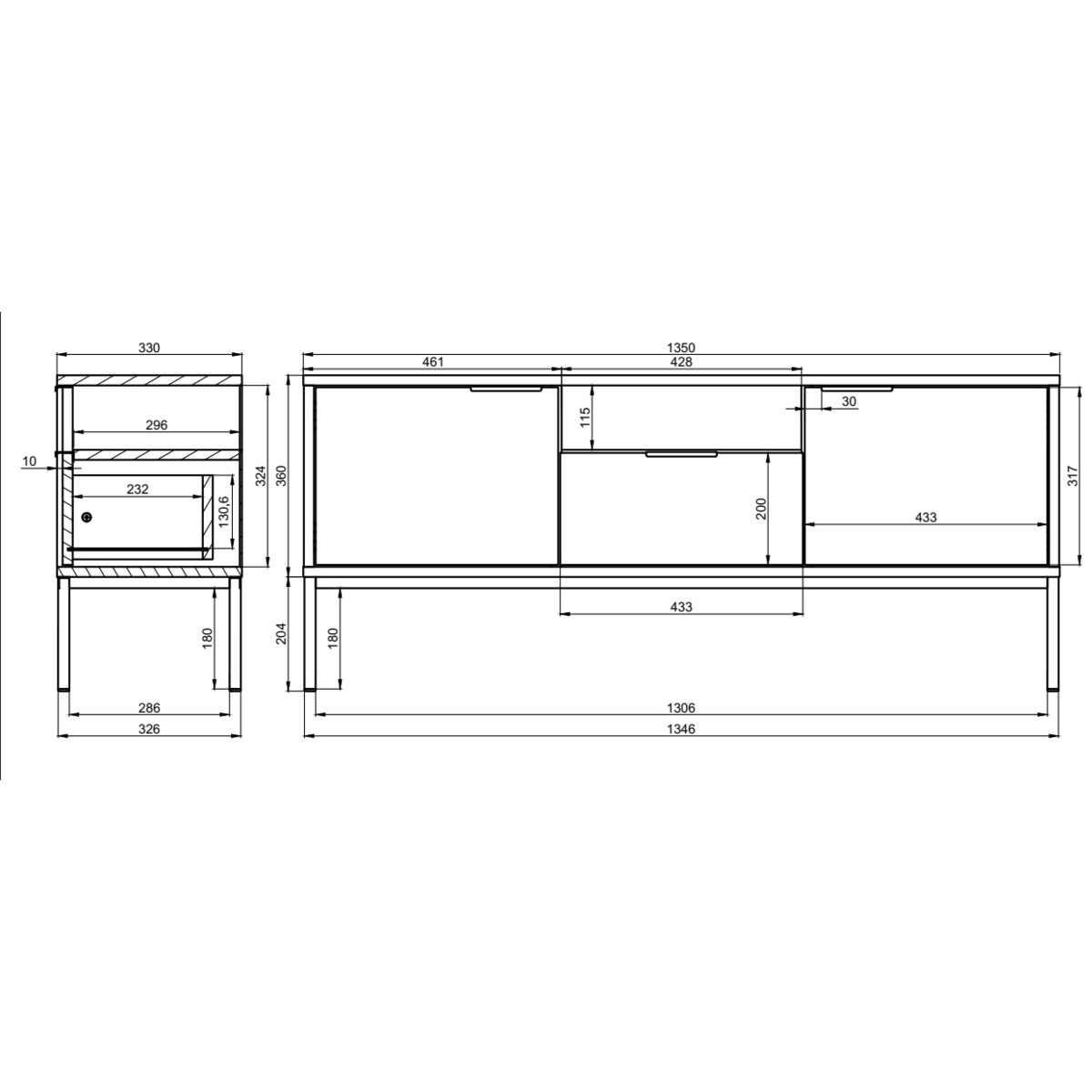 Szafka RTV Austin 135 kaszmir & czarna
