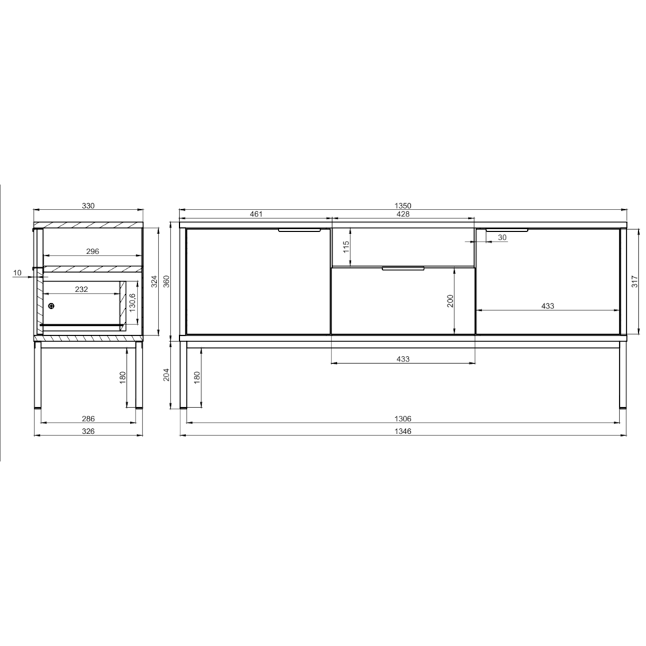 Szafka RTV Austin 135 kaszmir & czarna