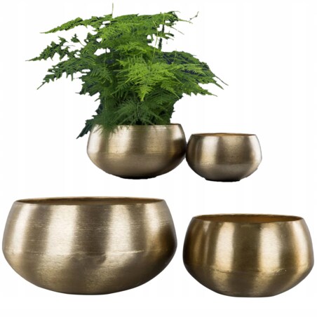 DONICZKA NA BONSAI DUŻA ZŁOTA METALOWA 2 szt osłonka donica do domu salonu