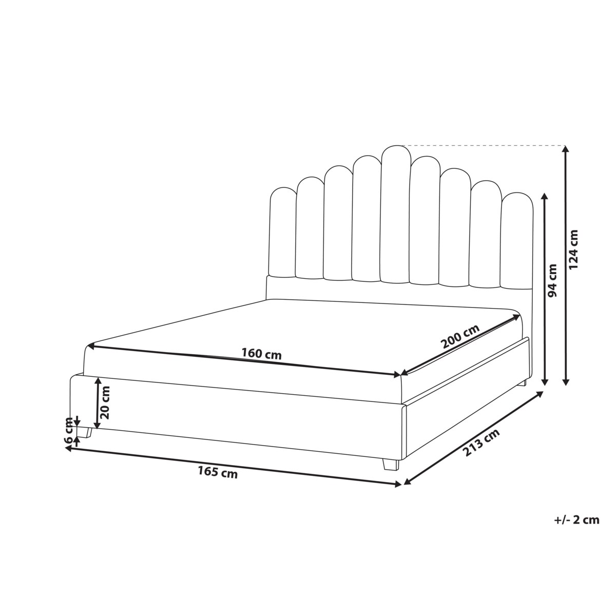 Łóżko wodne Welur VINCENNES 160 x 200 cm Złamana biel