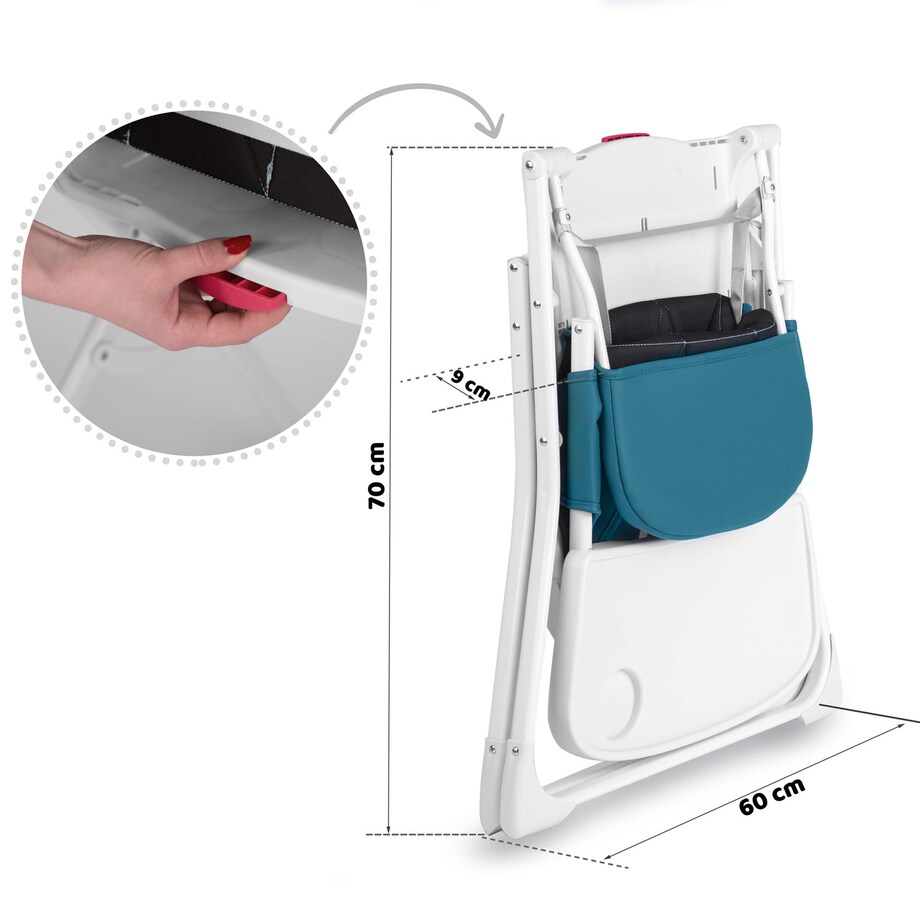 Krzesełko do karmienia Ricokids Nuco lekkie składane podnóżek 7097