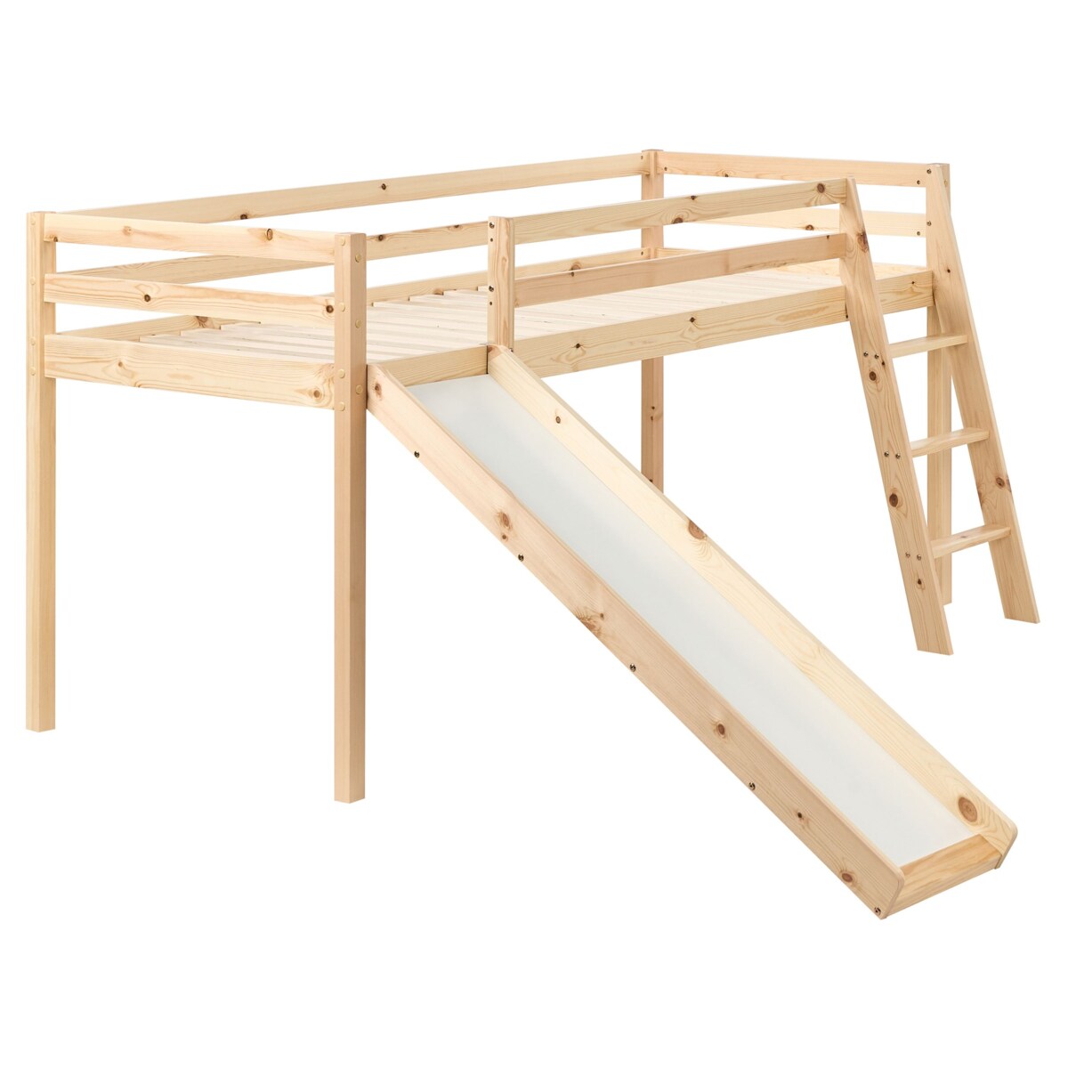 Łóżko na antresoli Drewno sosnowe STAPLE 90 x 200 cm Jasnobrązowy