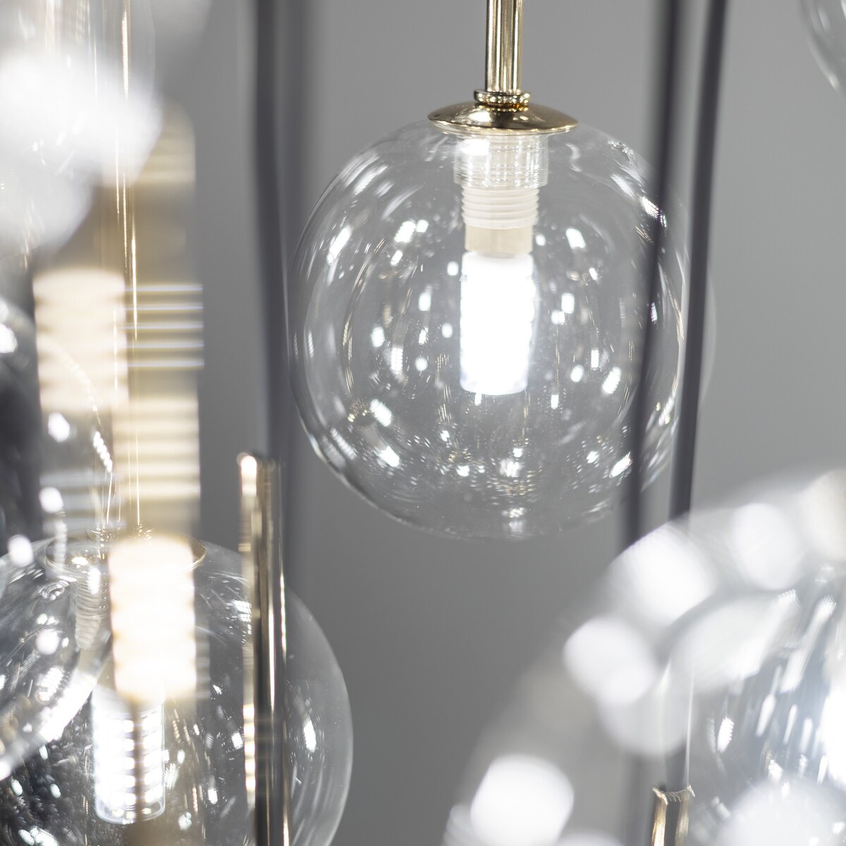Lampa wisząca AURORA Transparent TK Lighting 10182 szklany klosz 50 cm G9 czarno-złota nowoczesna do salonu jadalni