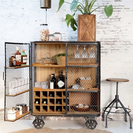 Komoda barowa na kółkach z siatką 94,5 cm