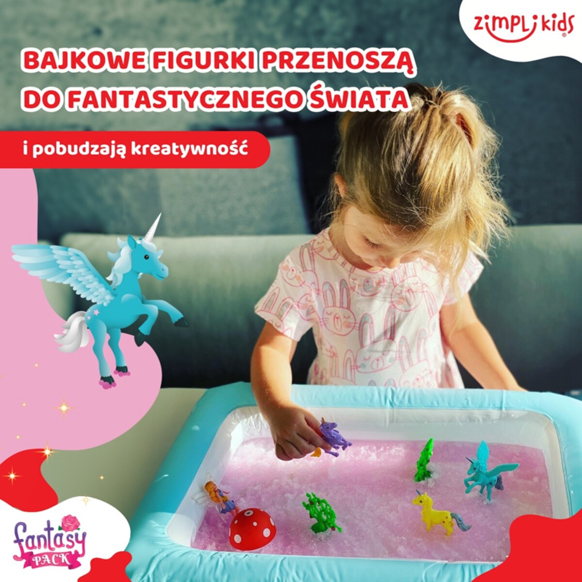 Magiczny proszek do wody – zestaw do tworzenia gelli z figurkami i tacą Gelli Worlds Fantasy Pack Zimpli Kids